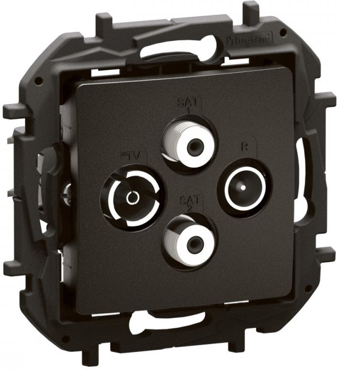 Розетка TV-R-SAT1-SAT2 индивидуална 1.5dB цвят Черен Niloe New Legrand