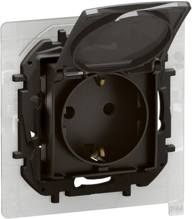 Контакт ШУКО 16A с капак IP44 и детска защита цвят Черен Niloe New Legrand