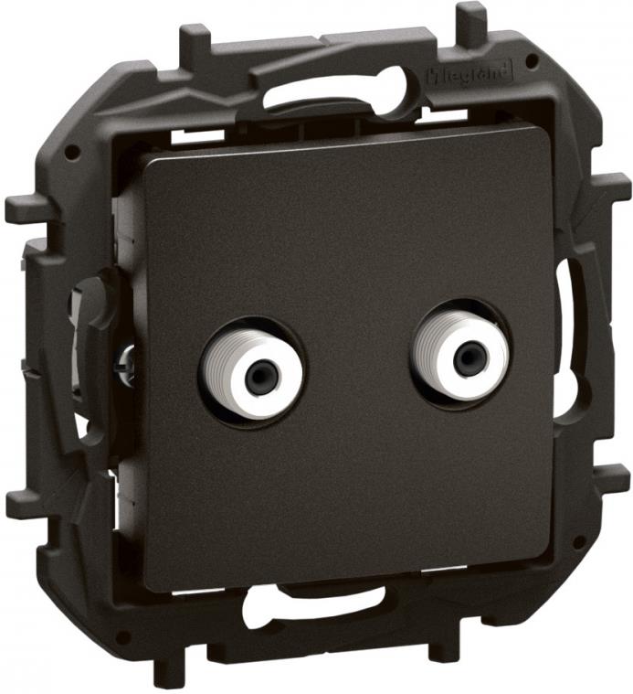 Розетка TV тип F-F конектор преходна 1.5dB цвят Черен Niloe New Legrand