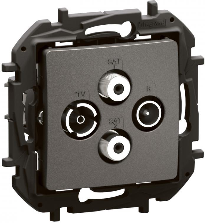 Розетка TV-R-SAT1-SAT2 индивидуална 1.5dB цвят Сив Niloe New Legrand