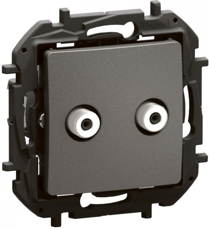 Розетка TV тип F-F конектор преходна 1.5dB цвят Сив Niloe New Legrand