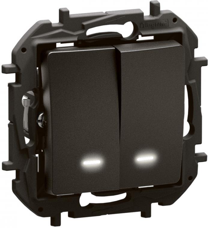 Сериен ключ с подсветка цвят Черен Niloe New Legrand