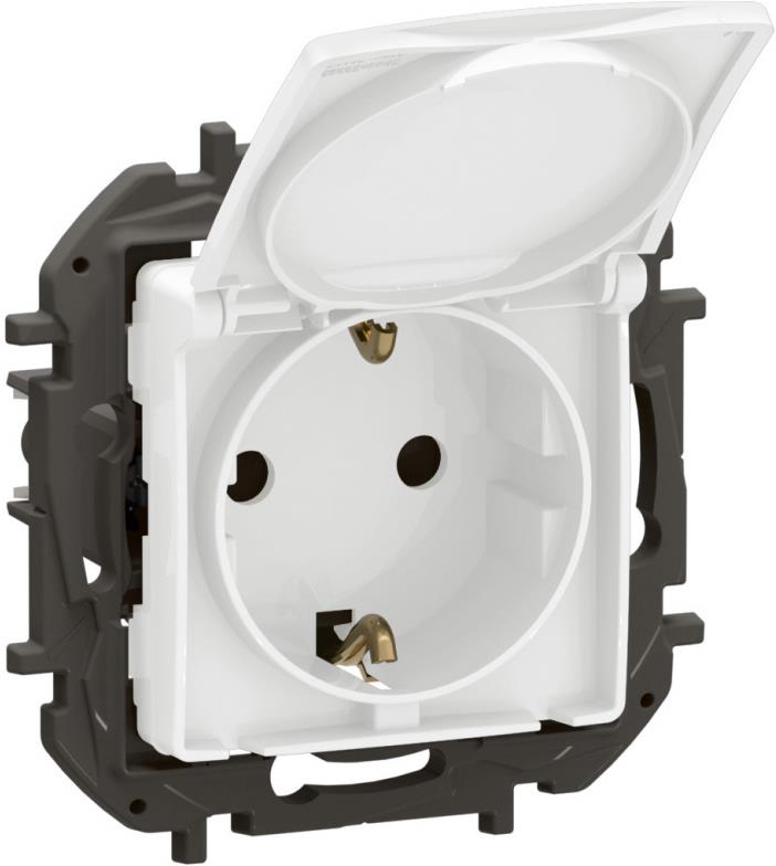 Контакт ШУКО 16A с капак и детска защита цвят Бял Niloe New Legrand