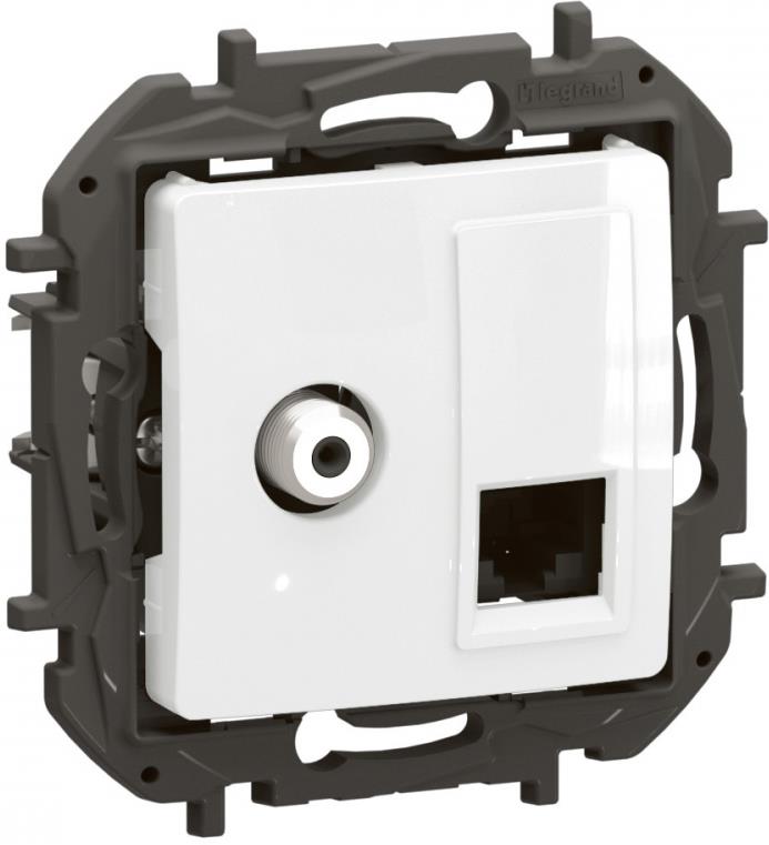 Розетка TV тип F конектор + RJ45 UTP cat.6 цвят Бял Niloe New Legrand