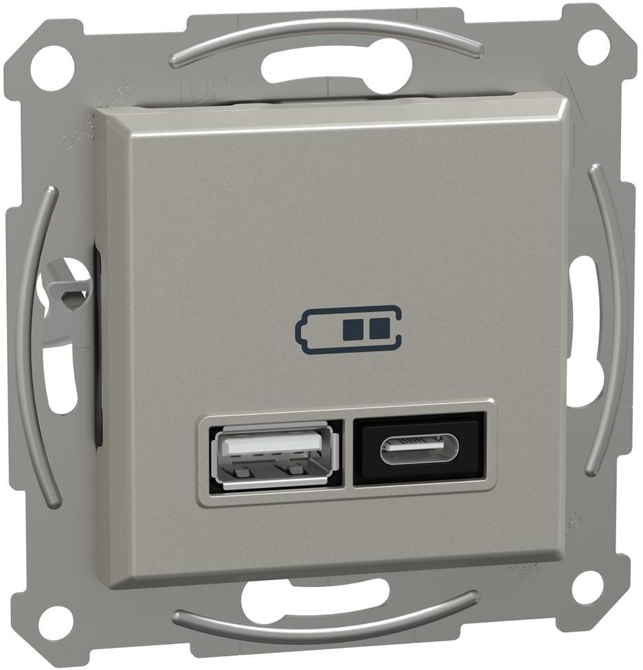 Розетка 2хUSB за зареждане тип A+C Power Delivery 21W цвят Бронз Asfora SE