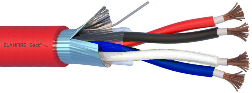 Кабел 2x2х0.5+S LSZH Cca червен – 100m PH120 ELAN