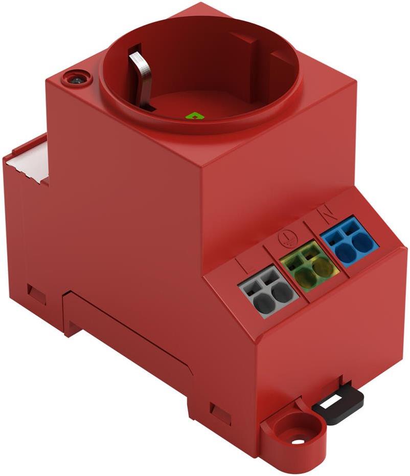 Контакт с индикатор за DIN-шина шуко 16Α 2.5 мод. червен Wago