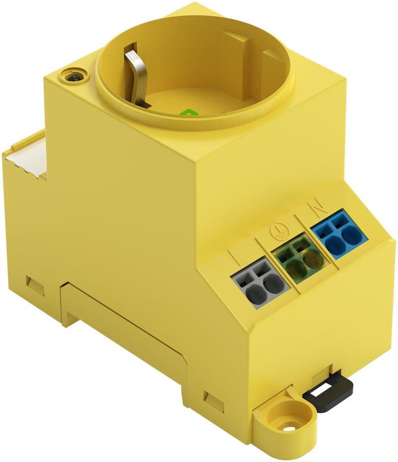 Контакт с индикатор за DIN-шина шуко 16Α 2.5 мод. жълт Wago