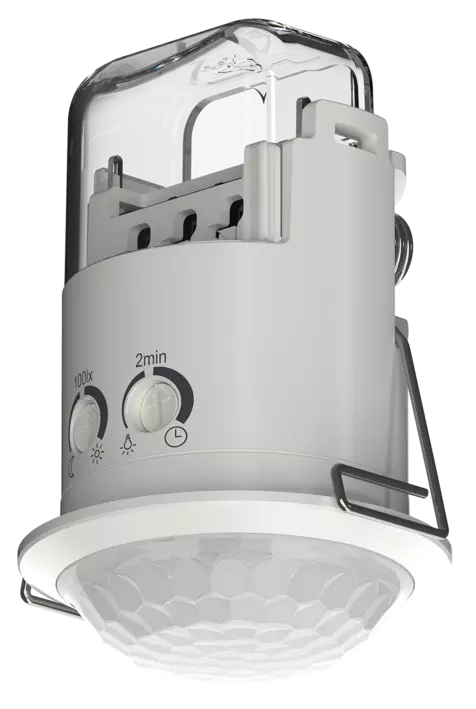 Датчик за движение PIR, за вграждане в таван, 360°, обхват D6m @ h=2,5m, IP21, PIRA T6 Mini Theben