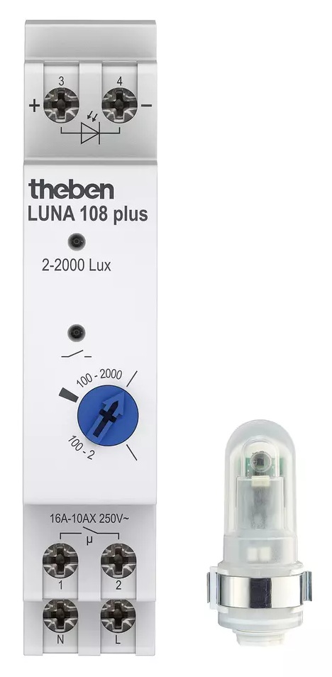 Датчик за осветеност, комплект с фотоклетка IP55, 1c/o 16A, 230Vac, 1DIN, LUNA 108 plus AL Theben
