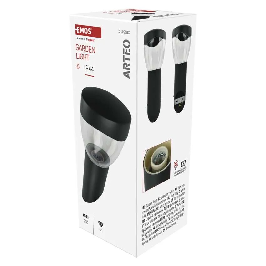 Фасадно осветително тяло 1x E27 120x120x330mm IP44 ARTEO EMOS