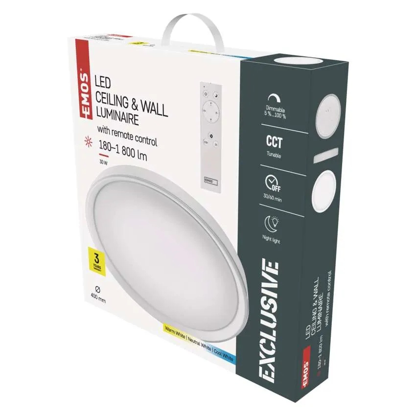 Плафон LED DN400 30W CCT 1800lm 115° димируем с ДУ 30000h IP20 ILVI EMOS