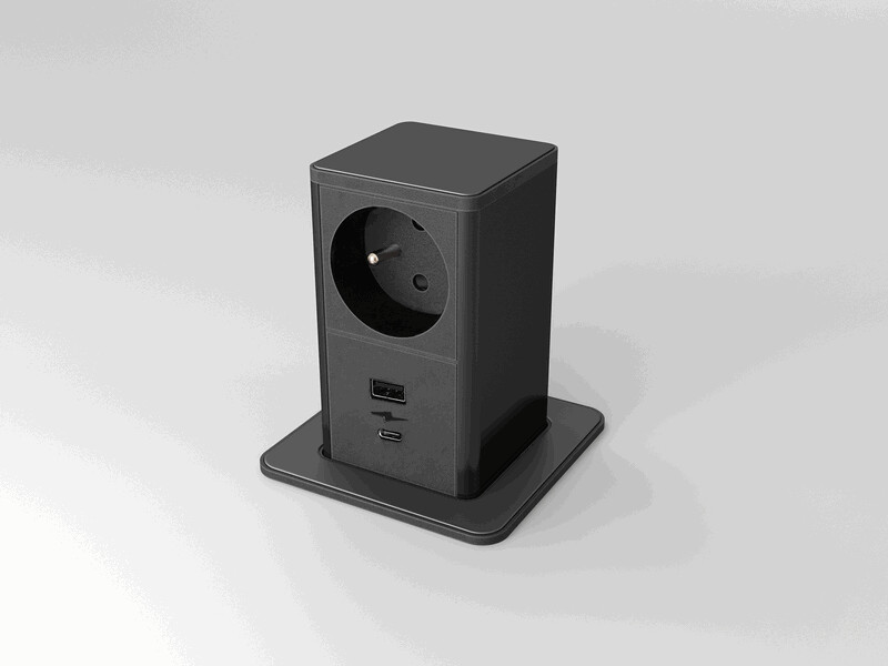 Модул PopUp 2M с 1х Шуко и USB тип C+C, цвят Черен, Digitel