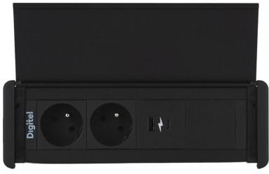 Модул SlimCover 2M с 2х Шуко, цвят Черен, Digitel