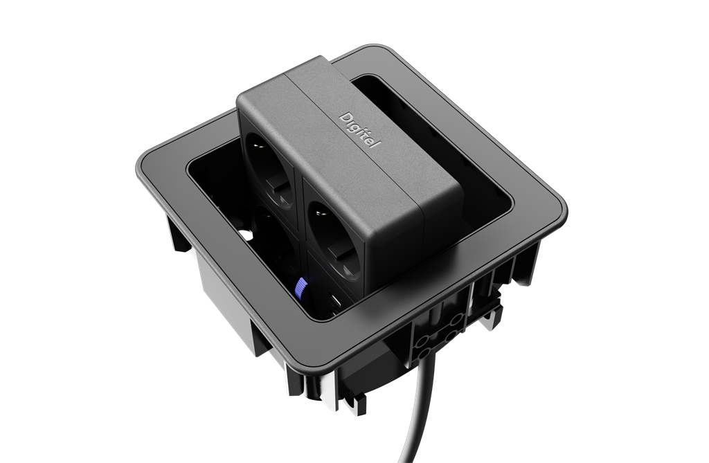 Модул FlipAround с 3х Шуко и USB тип C+C, цвят Черен, Digitel