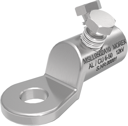 Кабелна обувка алуминиева покалаена Al/Cu 6-50mm² 12kV MSLL51 2x късащ се болт M12 MOREK