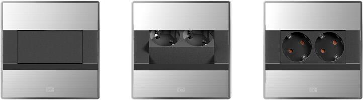 Модул SENSE с 2х Шуко, с кабел 2м, цвят Инокс, Bachmann