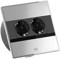 Модул SENSE с 2х Шуко, с кабел 2м, цвят Инокс, Bachmann