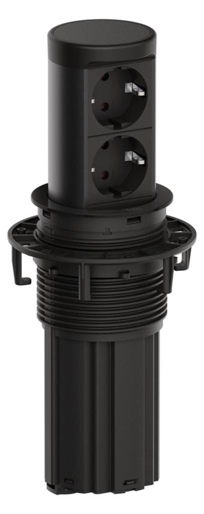 Модул ELEVATOR 2 с 2х Шуко, с кабел 2м, цвят Черен, Bachmann