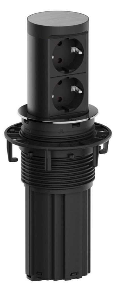 Модул ELEVATOR 2 с 2х Шуко, с кабел 2м, цвят Инокс, Bachmann