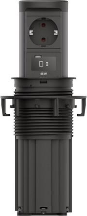 Модул ELEVATOR 2 с 1х Шуко и USB тип C PD 45W и Qi2, с кабел 2м, цвят Черен, Bachmann