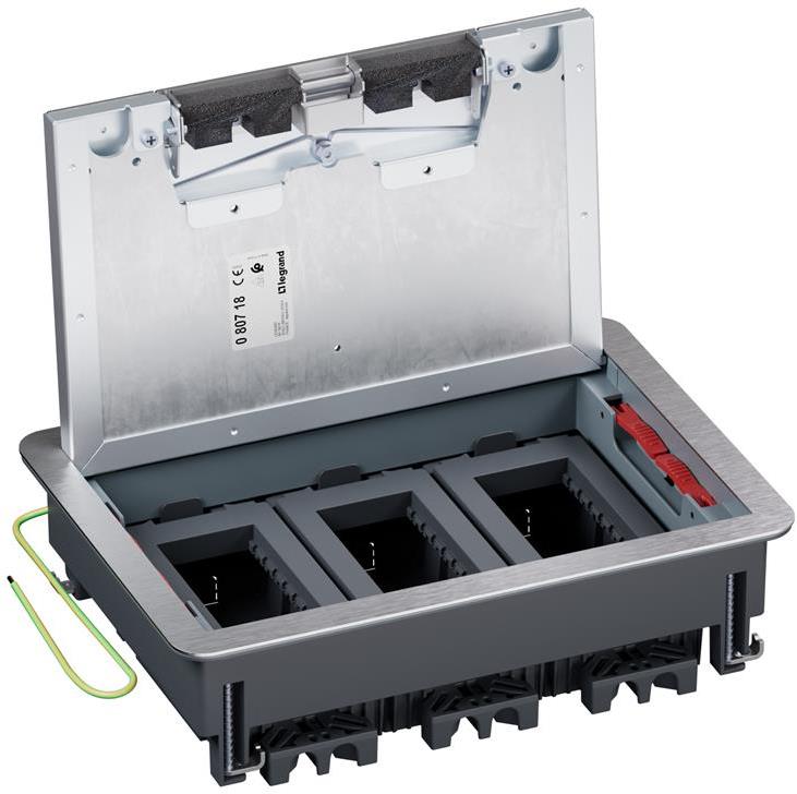 Подова кутия метална в двоен под 12 (3х4) мод. за хор. монтаж на механизми Legrand