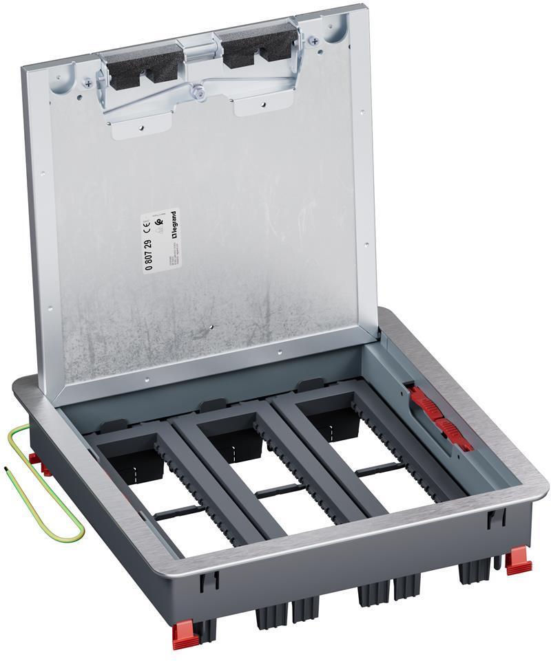 Подова кутия метална в бетон 24 (3х8) мод. за хор. монтаж на механизми Legrand