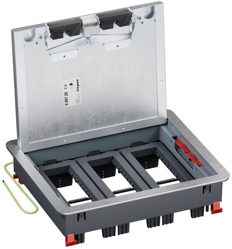 Подова кутия метална в бетон 18 (3х6) мод. за хор. монтаж на механизми Legrand