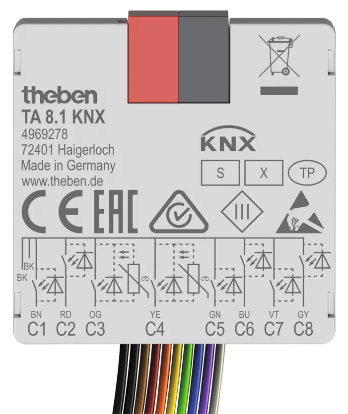 Модул входове TA8.1S 8х канала 40х40mm KNX Theben