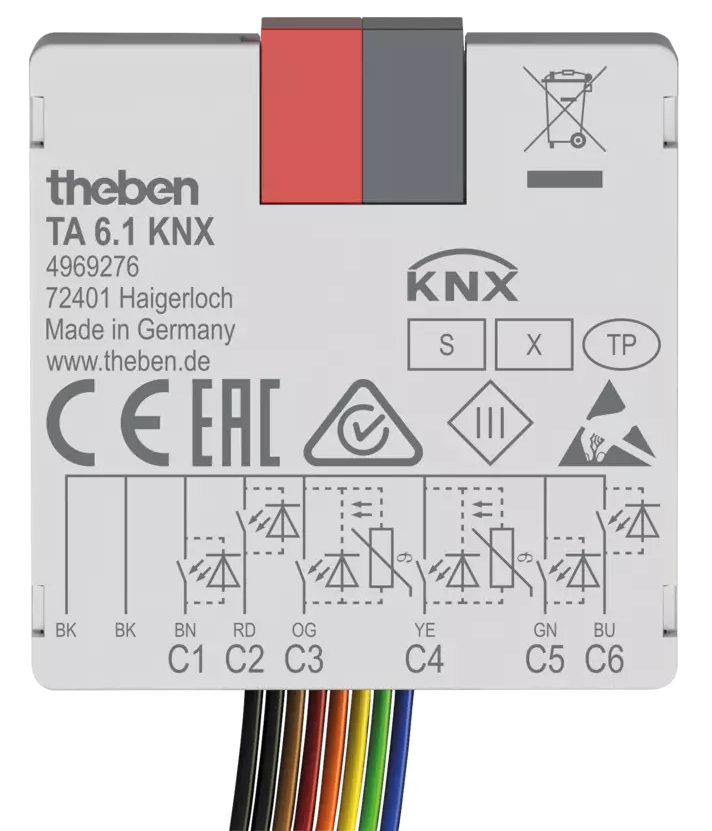 Модул входове TA6.1S 6х канала 40х40mm KNX Theben