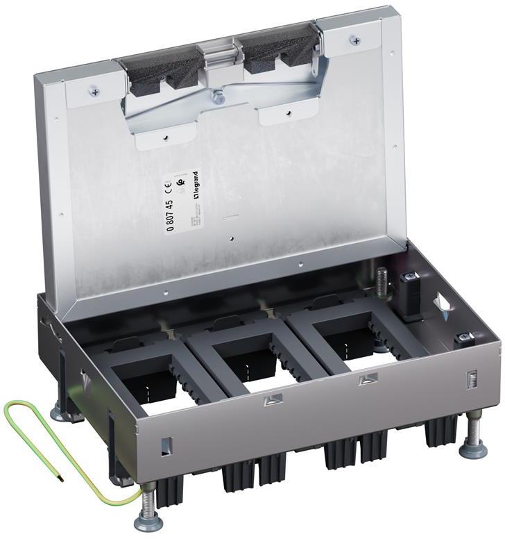 Подова кутия метална за пълно вграждане в бетон 12 (3х4) мод. за хор. монтаж на механизми Legrand