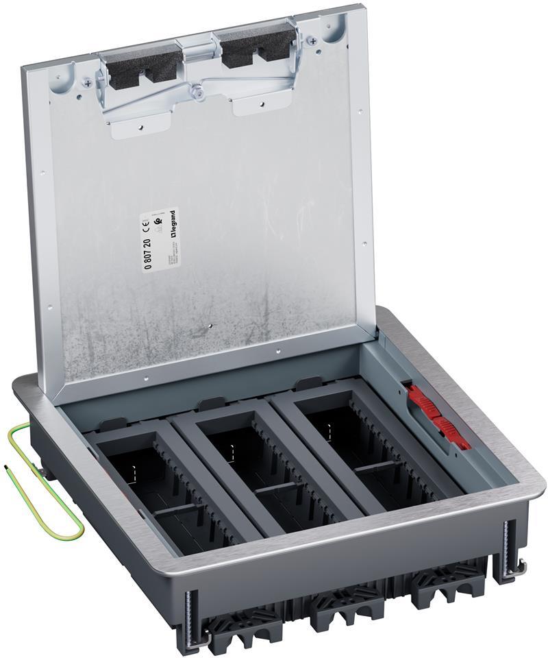 Подова кутия метална в двоен под 24 (3х8) мод. за хор. монтаж на механизми Legrand