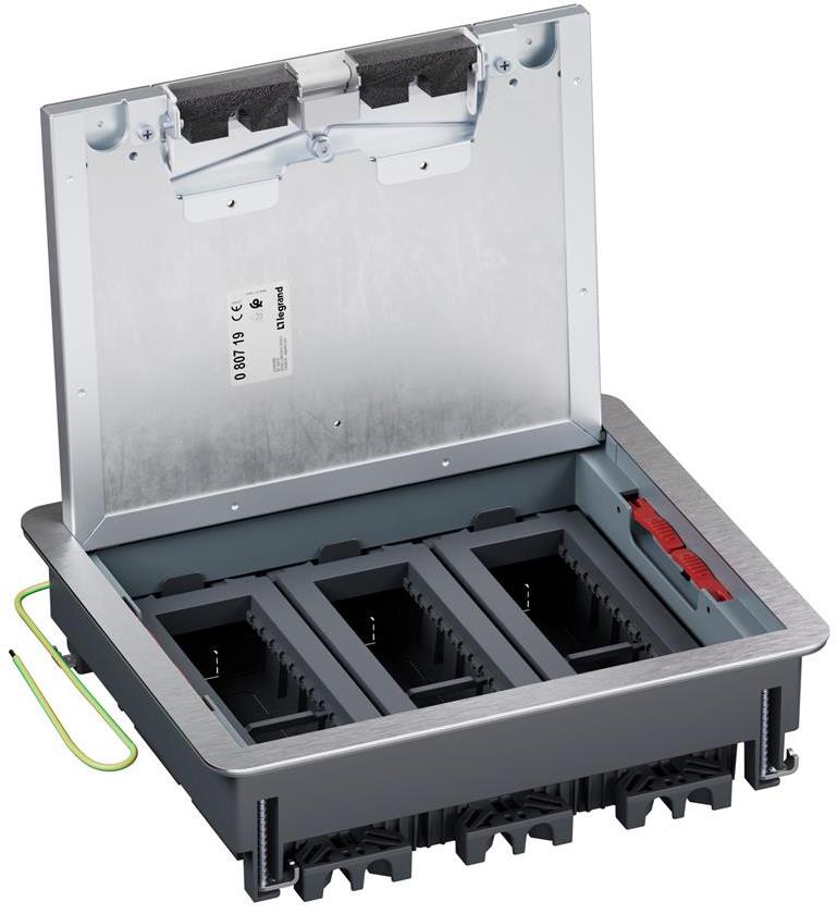 Подова кутия метална в двоен под 18 (3х6) мод. за хор. монтаж на механизми Legrand