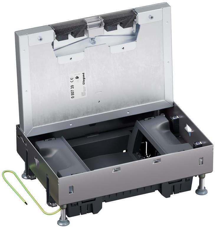 Подова кутия метална за пълно вграждане в двоен под 8 (2х4) мод. за верт. монтаж на механизми Legrand