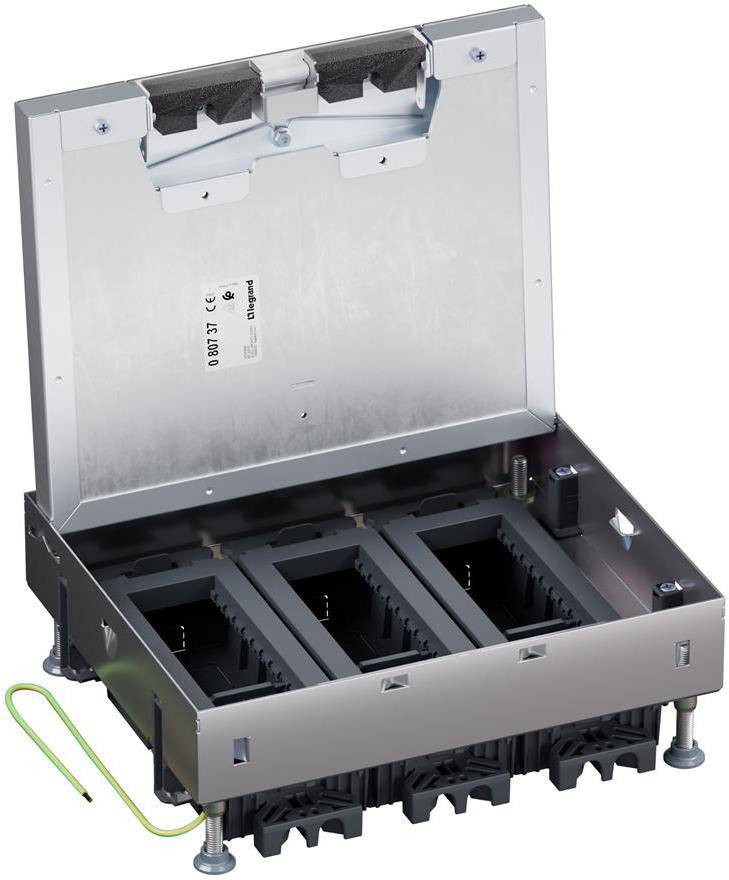 Подова кутия метална за пълно вграждане в двоен под 18 (3х6) мод. за хор. монтаж на механизми Legrand