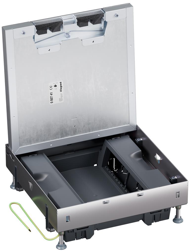 Подова кутия метална за пълно вграждане в двоен под 16 (2х8) мод. за верт. монтаж на механизми Legrand