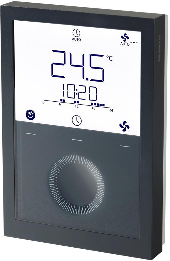 Термостат за отопление и охлаждане 5…40 °C с LCD дисплей и седмичен таймер, за 2/4 тръбни вентилаторни конвектори, черен Siemens