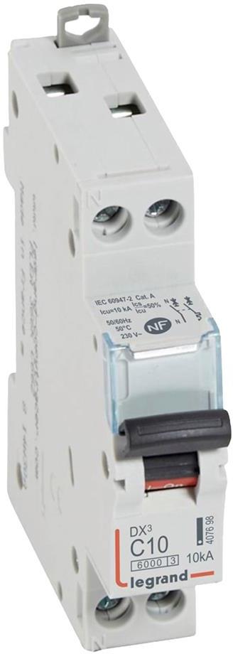Автоматичен прекъсвач DX3 1P+N 10A крива С 6kA FB Legrand