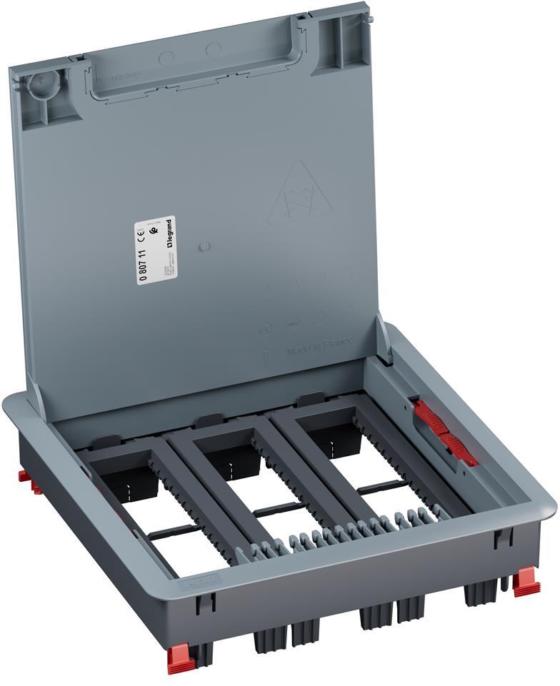 Подова кутия пластмасова в бетон 24 (3х8) мод. за хор. монтаж на механизми Legrand