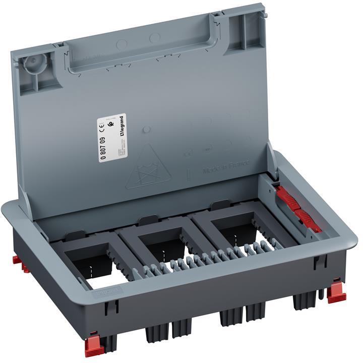 Подова кутия пластмасова в бетон 12 (3х4) мод. за хор. монтаж на механизми Legrand