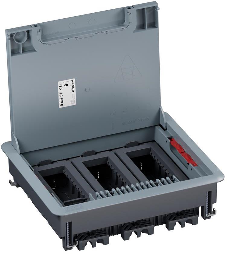 Подова кутия пластмасова в двоен под 18 (3х6) мод. за хор. монтаж на механизми Legrand