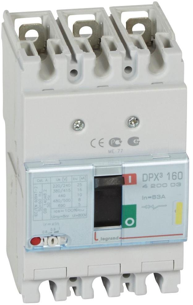 Автомат DPX3 160 TM 3P 63A 16кА регулируем (In x 0.8...1) Legrand