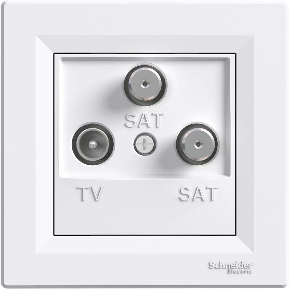 Розетка TV/SAT/SAT крайна 1dB моноблок цвят Бял Asfora SE