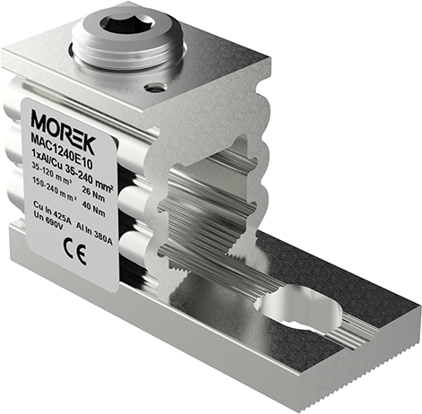 Неизолиран конектор към устройство OT240 1xAl/Cu 35-240 mm² h44mm 245A 690V MOREK