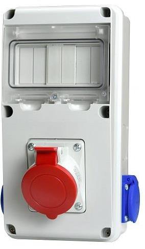 Табло сглобено с индустриални контакти, серия Enerbox 1х 3P+N+E 16A и 2х Шуко, без токови защити 6DIN Scame