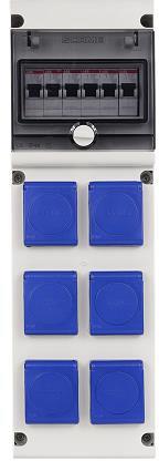 Табло сглобено с индустриални контакти, серия Block 6х Шуко, без токови защити 6DIN Scame