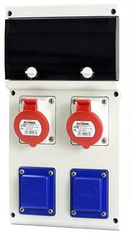 Табло сглобено с индустриални контакти, серия Block 2х 3P+N+E 16A и 2х Шуко, без токови защити 11DIN Scame