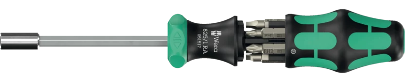 Комплект отвертка с битове, 2х шлиц, 2х PH и 2x квадрат, ръкохватка с тресчотка, 27 RA 2 Kraftform Kompakt Wera