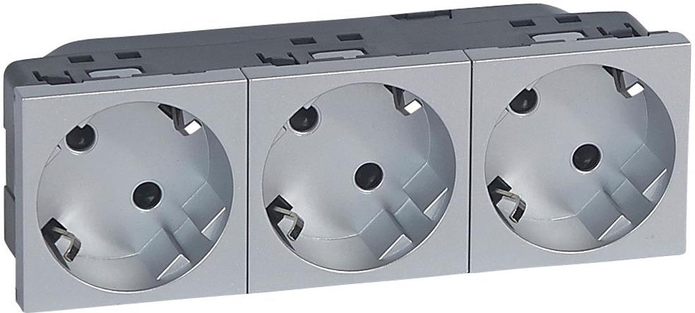 Контакт шуко ТРОЕН 45° 16A 6 мод. цвят алуминий Mosaic Legrand