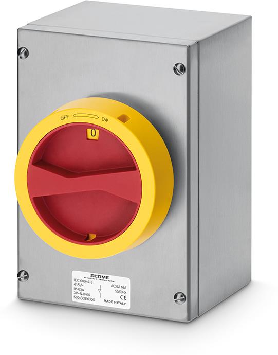 Пакетен прекъсвач Y4 100A 3P+N I-0 в неръждаемо табло 150x220x120mm IP65 Isolators Scame